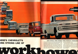 1964 for 1965 CHEVY TRUCKS Print Ad &quot;Long strong line of workpower truck... - $25.05