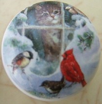 Ceramic Cabinet Knobs w/ Cardinal Kitten BIRD Cat domestic - £3.55 GBP