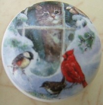 Ceramic Cabinet Knobs w/ Cardinal Kitten BIRD Cat domestic - $4.46