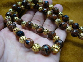 (v431) GOLD + BLUE Goldstone 20&quot; Beads GEM bead Necklace JEWELRY blended beads - £58.90 GBP