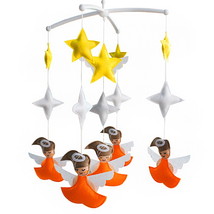 Orange Angels Baby Crib Mobile Infant Room Hanging Musical Mobile Crib Toy Nurse - £70.17 GBP