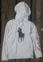 Polo Ralph Lauren Men&#39;s T-Shirt Hoodie Big Pony Cotton Long Sleeve White Medium - £22.97 GBP