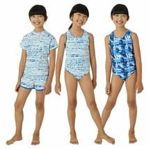 Eddie Bauer Girl Reversible 4 Pc Swim Set Mix Match Blue Rash Guard M 10/12 - £10.86 GBP