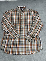 Saddlebred Men Shirt  LT Blue White Orange Plaid Button Up Big And Tall - £6.71 GBP