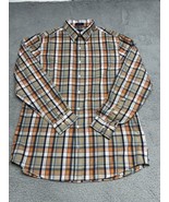 Saddlebred Men Shirt  LT Blue White Orange Plaid Button Up Big And Tall - $8.55