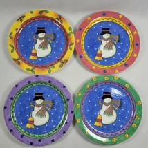 Sango The Sweet Shoppe Christmas Snowman Zipkin Set Of 4 8inch Salad Plates 3041 - £11.92 GBP