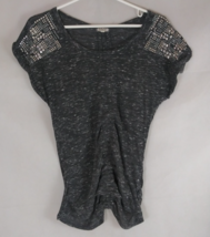 Eyeshadow Women&#39;s Gray Embellished Shoulder Cap Sleeve Shirt Size Large - $9.89