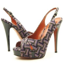 $695 Missoni UM002-G Open Toe Slingbacks, Women&#39;s Platform Shoes 8US/39E... - £114.46 GBP