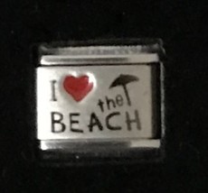 I Red Heart The Beach Laser Italian Charm Link 9MM K2022BG4 - £9.55 GBP