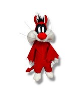 Vintage 98 Looney Tunes Sylvester Plush 13&quot; Red Devil Costume Stuffed An... - £9.40 GBP