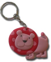 SH320 Lion Animal pink - keychain rubber key ring pendant Keyring - $5.99