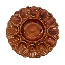 Deviled Easter Egg Plate #141 Brown Sunflower Stoneware Serving Platter ... - £18.24 GBP