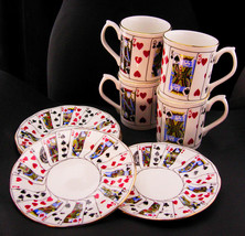 King Coffee cup set - staffordshire gambler gift - casino deck of cards ... - $125.00