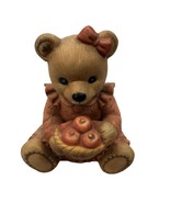 Teddy Bear With Basket Of Apples by Homco Girl #1425 Porcelain Figurine ... - $9.95