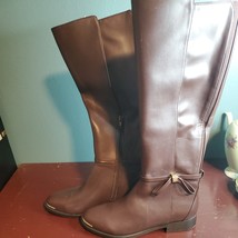 Nanette Lepore Margaux Knee High Chocolate Leather Riding Boots Shoes Si... - $38.95