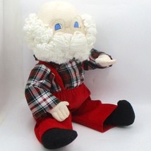 Vintage Saint Nick  Cloth Doll With Red Overalls Plaid Shirt &amp; Glasses 20&quot; - $8.91