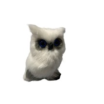 Handmade Owl Christmas Ornament Furry Fuzzy White 3.5 in tall - $9.89