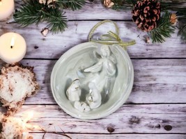 Christmas Ornament Nativity Manger Scene Angel Fine Porcelain Apple Tree Design - £18.58 GBP