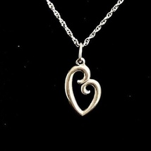 AOS James Avery Sterling Heart Necklace &amp; 24” Sterling 925 Silver Chain - £149.14 GBP