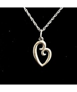 AOS James Avery Sterling Heart Necklace &amp; 24” Sterling 925 Silver Chain - £144.88 GBP