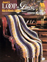 Loop N&#39; Lace Mile A Minute Afghans Striped Traditions 842A  Annie&#39;s Attic Crafts - $8.50