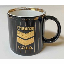 Vtg Chevron Oil Gas C.O.E.D. Employee Ceramic Gold Black Promotional Coffee Mug - £26.54 GBP