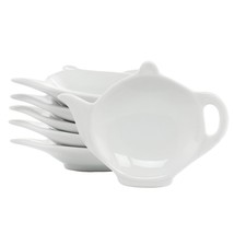 Our Table Simply White 6 Piece Teapot Ceramic Tea Bag Caddy Dish Set in ... - $42.09