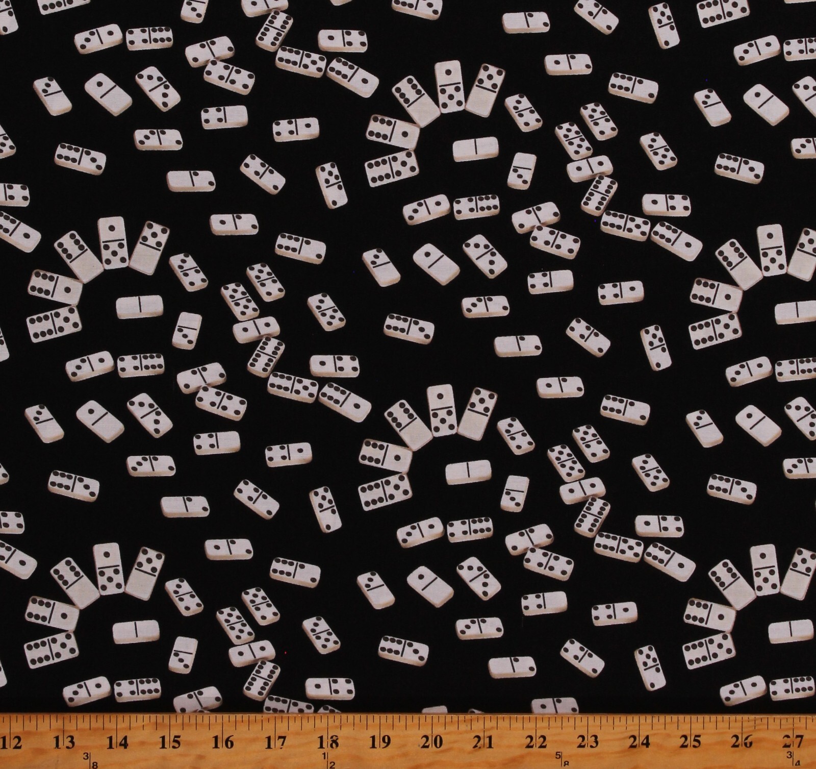 Cotton Game Night Dominoes Tiles Fun Games Black Fabric Print by Yard D6... - $14.95