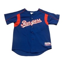 Majestic Texas Rangers MLB Stitched Baseball Blue Jersey Youth Size Medium - £19.65 GBP