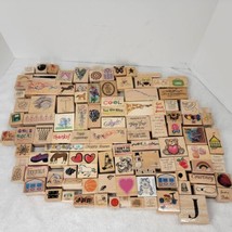 HUGE LOT More Than 55 Wooden Rubber Stamps - Christmas - Encouragement Greetings - £50.41 GBP