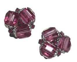 signed japan pink faceted clip on Earrings - £17.39 GBP