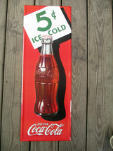 Coca-Cola Sign Steel Retro Advertising 5 Cent Bottle Red Reproduction UV Coat - £27.78 GBP