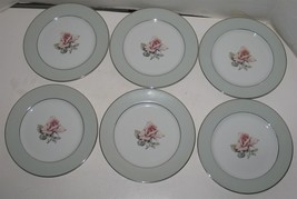 6 Vintage Halsey Fine China of Japan Damask Rose 6 5/8&quot; Bread &amp; Butter P... - £14.86 GBP