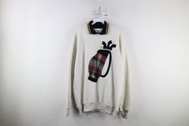 Deadstock Vintage 80s Womens XL Striped Golfing Golf Bag Collared Sweatshirt USA - $69.25