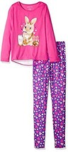 Girl&#39;s Pink Bunny, Milk and Cookies Polyester Pajama Set - $12.74