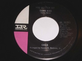 Cher You Better Sit Down Kids 45 Rpm Record Canada Purple Imperial Label Vintage - £19.60 GBP