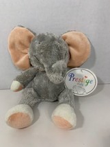Prestige Baby Toy Corp gray pink white elephant plush bow ribbon tail beanie - $19.79