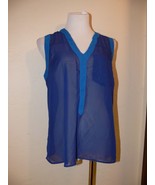 Charming Charlie Women&#39;s Blue Sheer Sleeveless Top Size L - £7.52 GBP