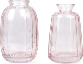 Pink Small Vases For Single Flowers, Set Of 2, For Family,, And Office Gifts. - £29.18 GBP