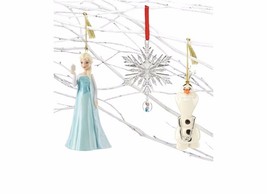 Lenox Disney Frozen Ornament Set of 3 Princess Elsa Olaf Snowflake Christmas NEW - $85.00