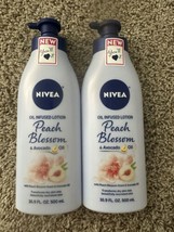 2 Bottles Nivea Peach Blossom Oil Infused Lotion Avocado For Dry Skin 16.9 Oz. - $18.69