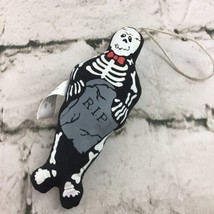 Halloween Ornament Mini Plush Skeleton RIP Tombstone Review Mirror Hanger - £5.53 GBP