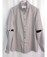 Native Danger Button Down Shirt Gray Modern Skater Style Removable Sleev... - £39.53 GBP