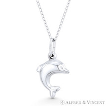 Hollow Dolphin Animal Charm Italy .925 Sterling Silver Rhodium Necklace Pendant - £11.79 GBP+