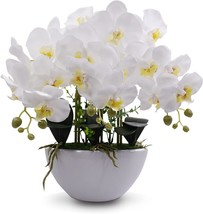 Faux Orchid Artificial Flowers With White Ceramic Vase, Artificial Plant... - $51.94