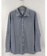 LL Bean Mens Button Down Dress Shirt Size Large Blue White Checkered Cotton - $618.26 MXN
