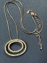 Vintage Premier Designs Marked Snake Box Chain w Concentric Clear Rhinestone Ope - £8.88 GBP