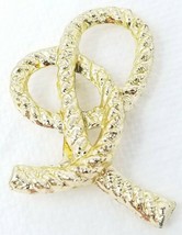 Brooch Pretzel Twist Rope Pin Vintage Gold Color Loose - £9.61 GBP