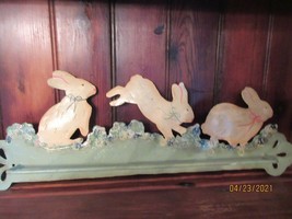 UNIQUE HAND PAINTED WITH BUNNIES METAL TOWEL RACK - £26.10 GBP