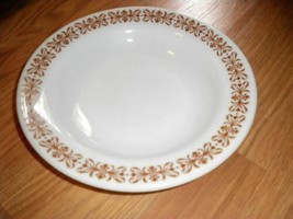 Pyrex Rimmed Bowl Glass With Brown 9&quot; DIAm set of 7 Copper Filigree Milk... - $39.59